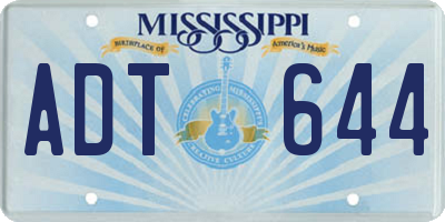 MS license plate ADT644