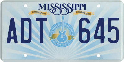 MS license plate ADT645