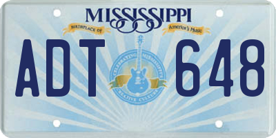 MS license plate ADT648