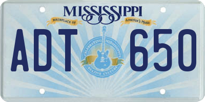 MS license plate ADT650