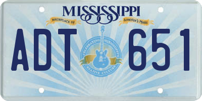MS license plate ADT651