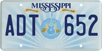 MS license plate ADT652