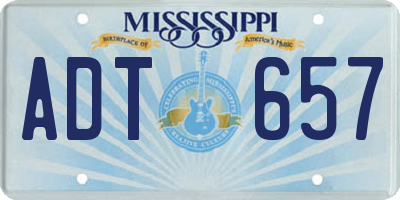 MS license plate ADT657
