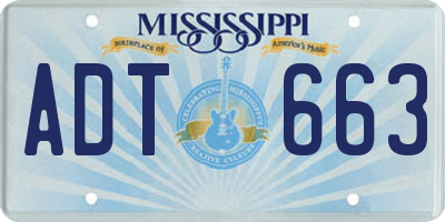 MS license plate ADT663