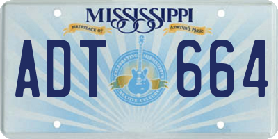 MS license plate ADT664