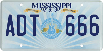 MS license plate ADT666