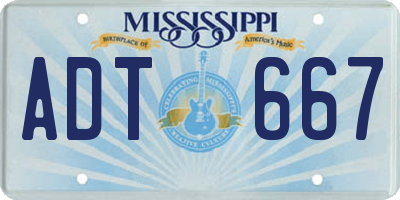 MS license plate ADT667