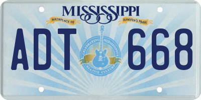 MS license plate ADT668