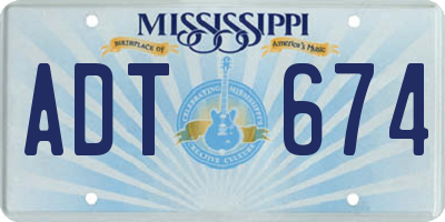 MS license plate ADT674