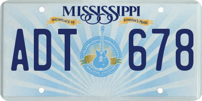 MS license plate ADT678