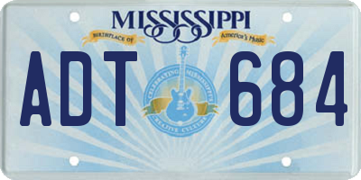MS license plate ADT684