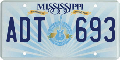 MS license plate ADT693