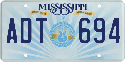 MS license plate ADT694
