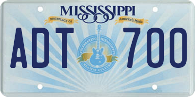 MS license plate ADT700