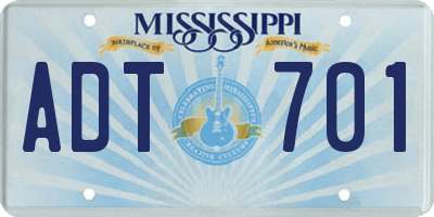 MS license plate ADT701