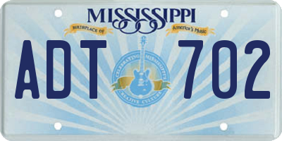 MS license plate ADT702