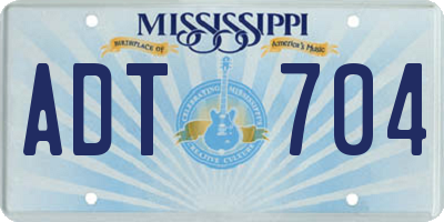MS license plate ADT704