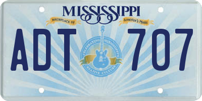 MS license plate ADT707