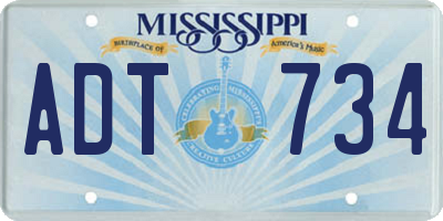 MS license plate ADT734