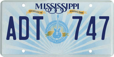 MS license plate ADT747