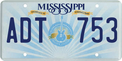MS license plate ADT753