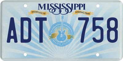 MS license plate ADT758