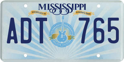 MS license plate ADT765
