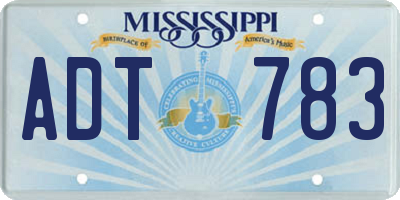 MS license plate ADT783