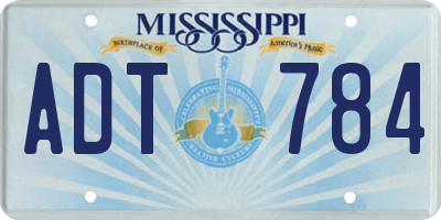 MS license plate ADT784