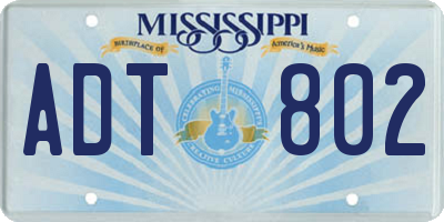 MS license plate ADT802