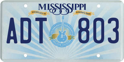 MS license plate ADT803