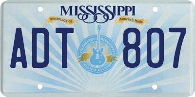 MS license plate ADT807