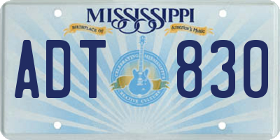 MS license plate ADT830