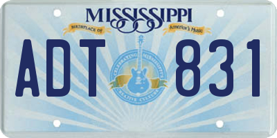 MS license plate ADT831