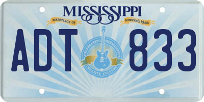 MS license plate ADT833