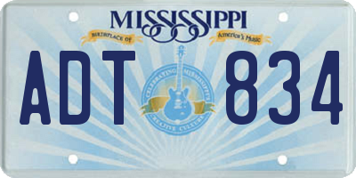 MS license plate ADT834