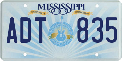 MS license plate ADT835