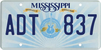 MS license plate ADT837