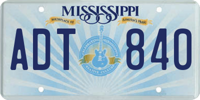 MS license plate ADT840