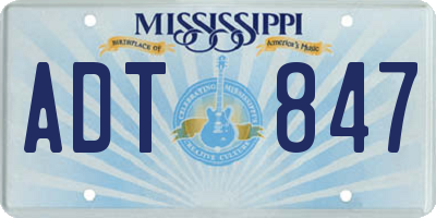 MS license plate ADT847