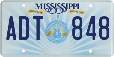 MS license plate ADT848
