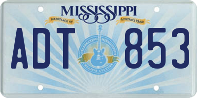 MS license plate ADT853