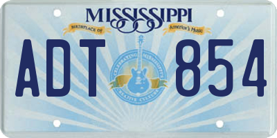 MS license plate ADT854