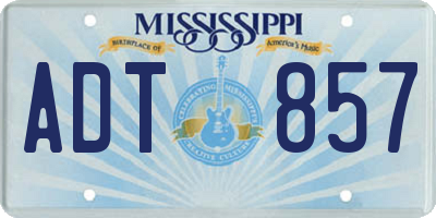 MS license plate ADT857