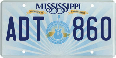 MS license plate ADT860