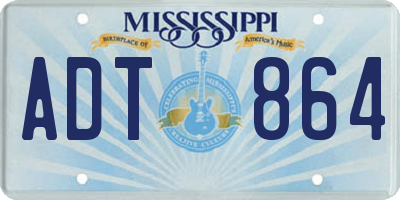 MS license plate ADT864