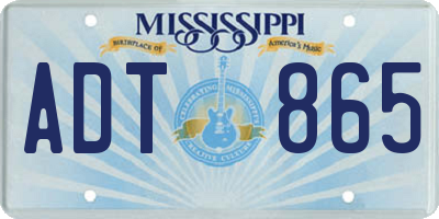 MS license plate ADT865