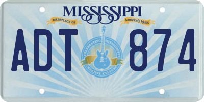 MS license plate ADT874