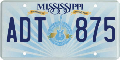 MS license plate ADT875