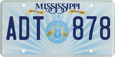 MS license plate ADT878